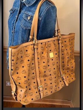 MCM Cognac Vistos Tote/Crossbody